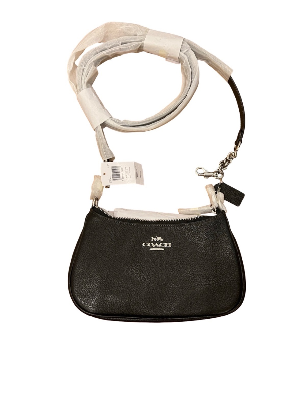 Coach Teri Hobo Shoulder Bag Black Pebbled Leather Silver Hardware NWT CV934